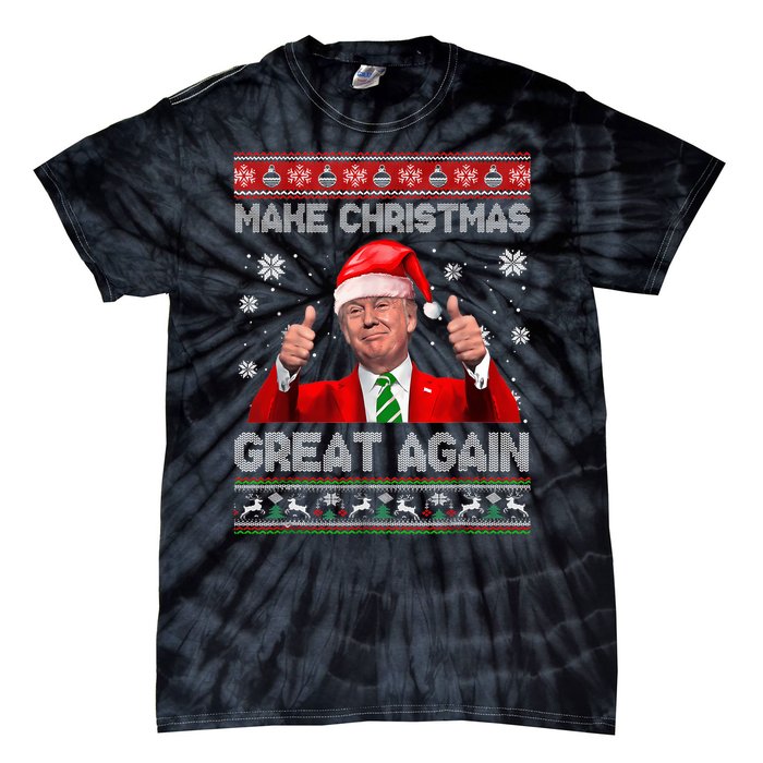 Make Christmas Great Again Ugly Xmas Funny Trump Tie-Dye T-Shirt