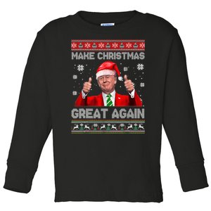 Make Christmas Great Again Ugly Xmas Funny Trump Toddler Long Sleeve Shirt