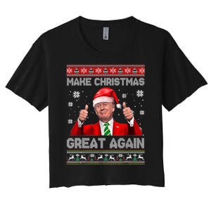 Make Christmas Great Again Ugly Xmas Funny Trump Women's Crop Top Tee