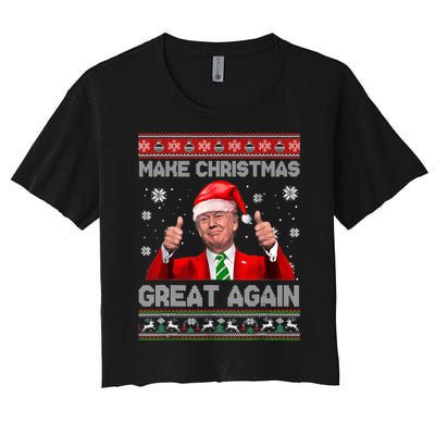 Make Christmas Great Again Ugly Xmas Funny Trump Women's Crop Top Tee