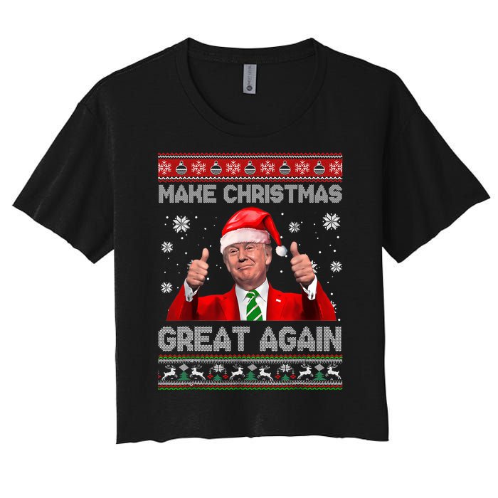 Make Christmas Great Again Ugly Xmas Funny Trump Women's Crop Top Tee