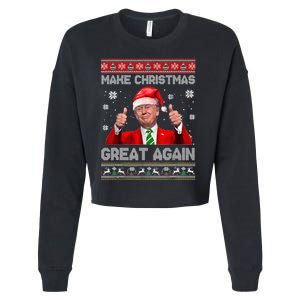 Make Christmas Great Again Ugly Xmas Funny Trump Cropped Pullover Crew