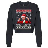 Make Christmas Great Again Ugly Xmas Funny Trump Cropped Pullover Crew