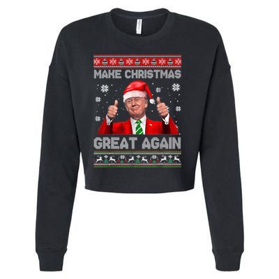 Make Christmas Great Again Ugly Xmas Funny Trump Cropped Pullover Crew