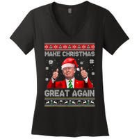 Make Christmas Great Again Ugly Xmas Funny Trump Women's V-Neck T-Shirt