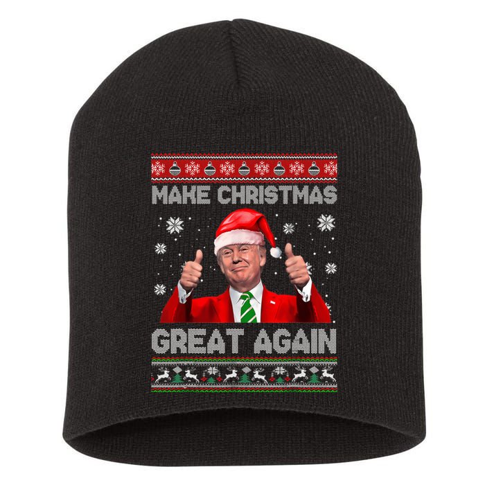 Make Christmas Great Again Ugly Xmas Funny Trump Short Acrylic Beanie