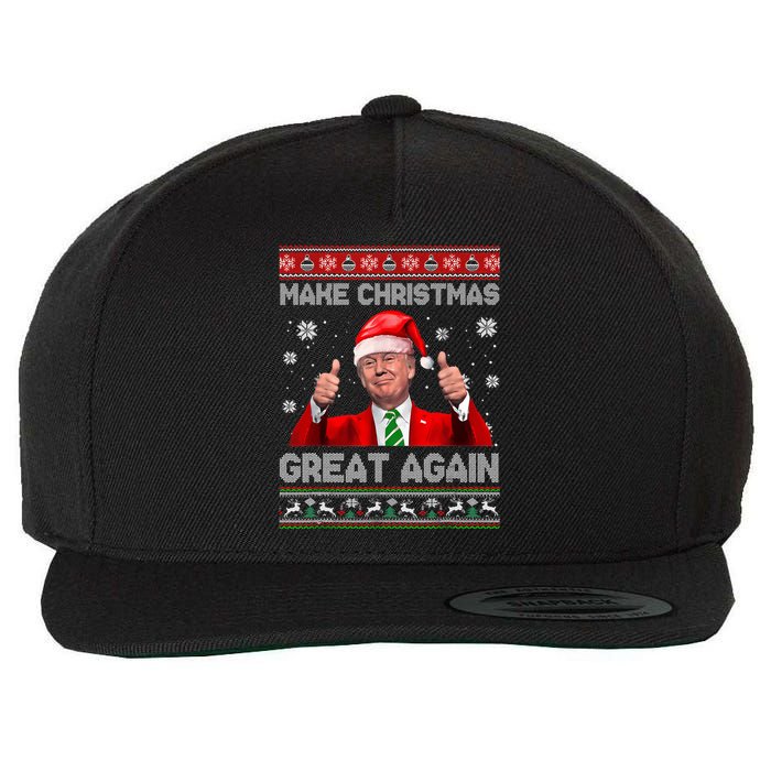 Make Christmas Great Again Ugly Xmas Funny Trump Wool Snapback Cap