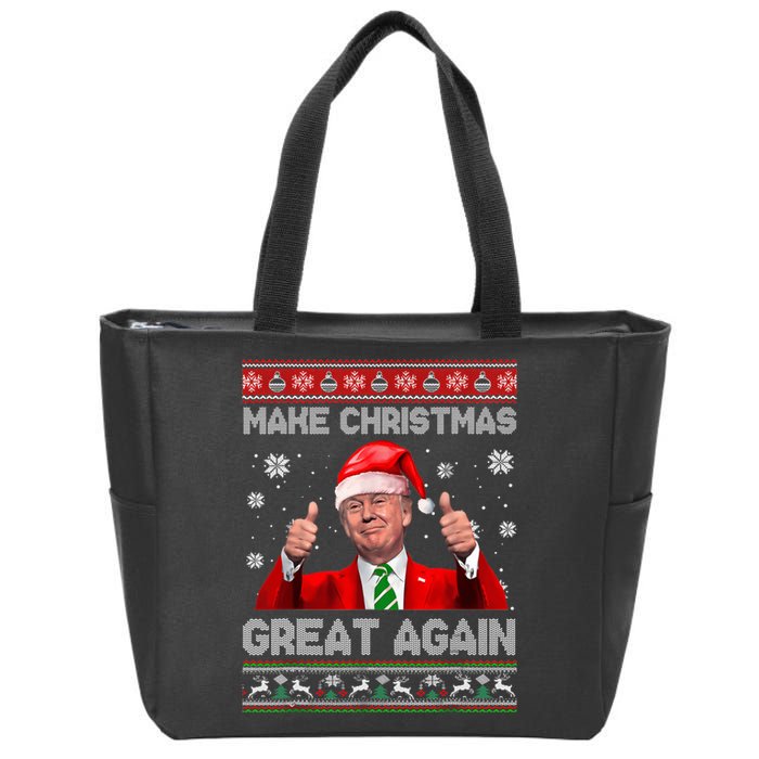 Make Christmas Great Again Ugly Xmas Funny Trump Zip Tote Bag