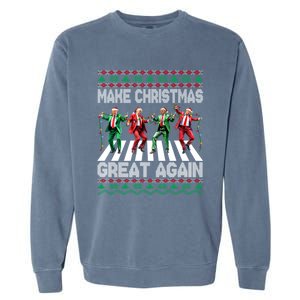 Make Christmas Great Again Ugly Trump Dance Santa Funny Gift Garment-Dyed Sweatshirt