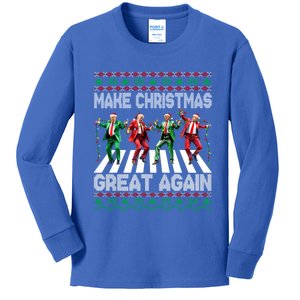 Make Christmas Great Again Ugly Trump Dance Santa Funny Gift Kids Long Sleeve Shirt