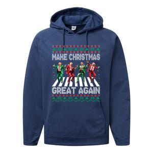 Make Christmas Great Again Ugly Trump Dance Santa Funny Gift Performance Fleece Hoodie