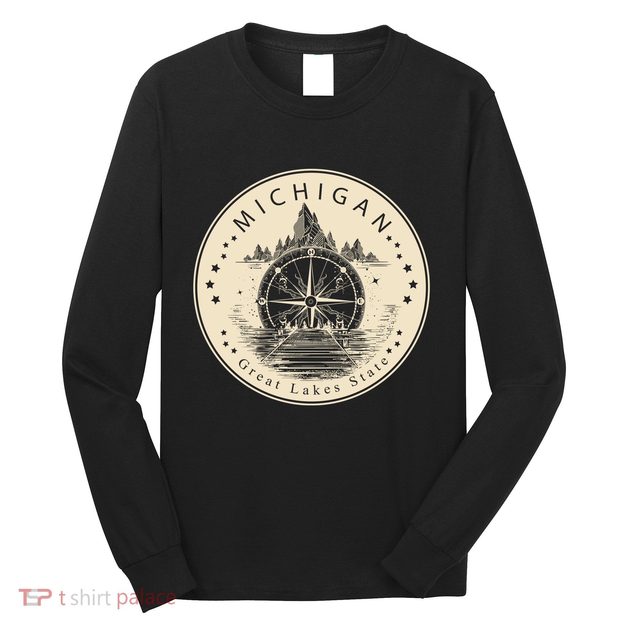 Michigan Compass Great Lake State MI Pride USA Long Sleeve Shirt