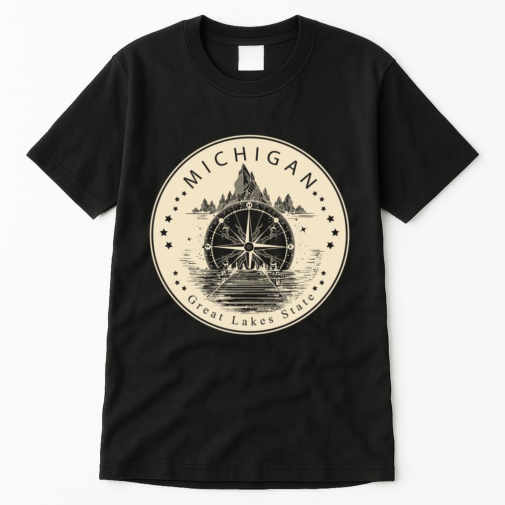 Michigan Compass Great Lake State MI Pride USA Tall T-Shirt