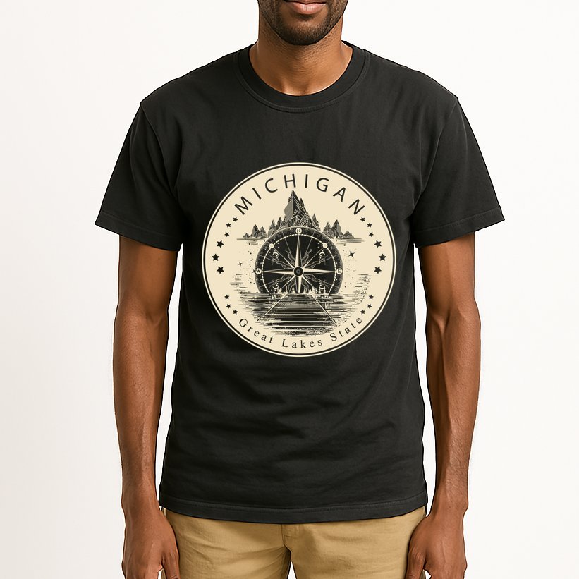Michigan Compass Great Lake State MI Pride USA Tall T-Shirt