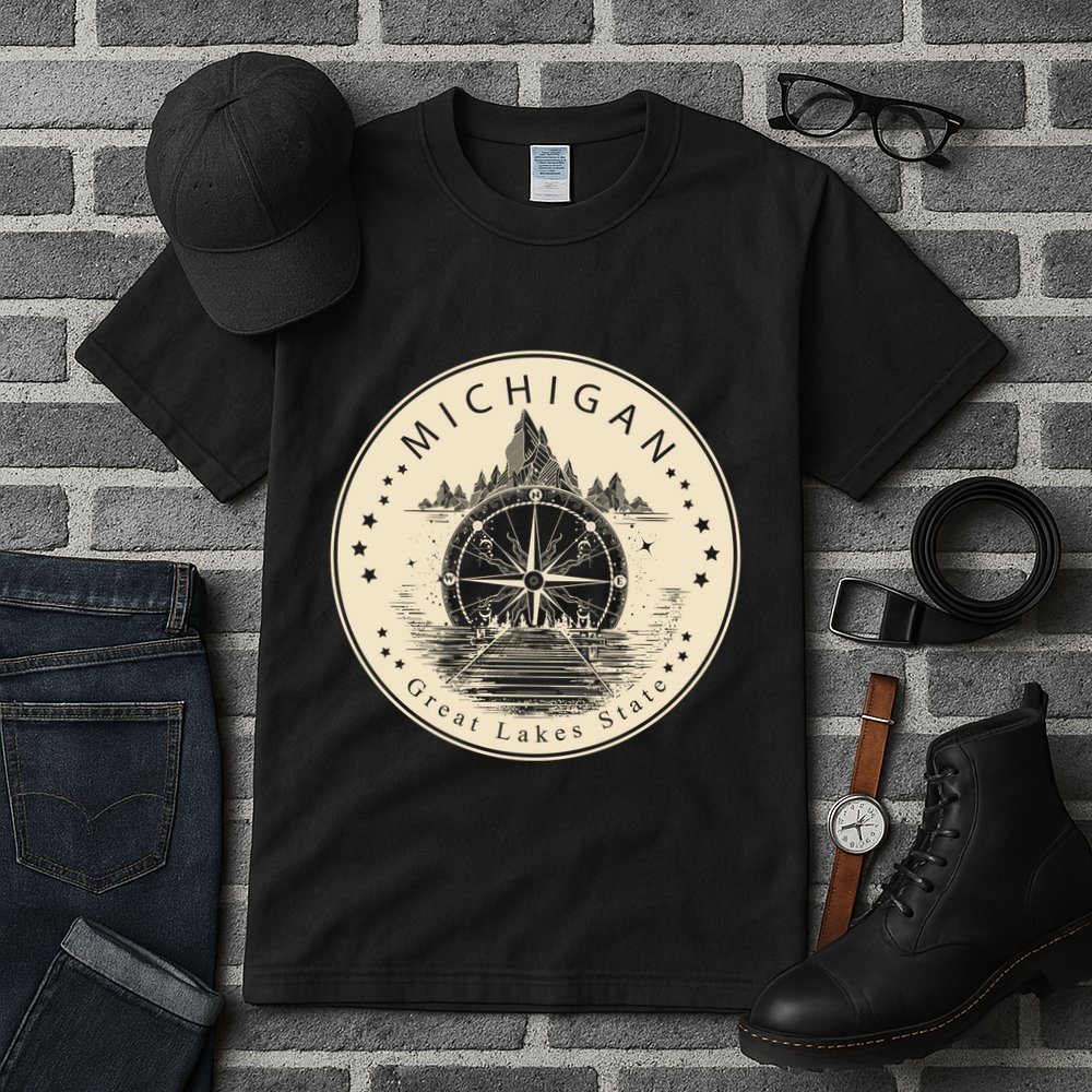 Michigan Compass Great Lake State MI Pride USA Tall T-Shirt