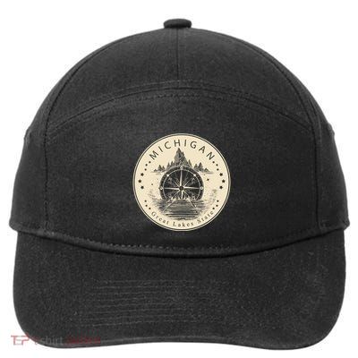 Michigan Compass Great Lake State MI Pride USA 7-Panel Snapback Hat