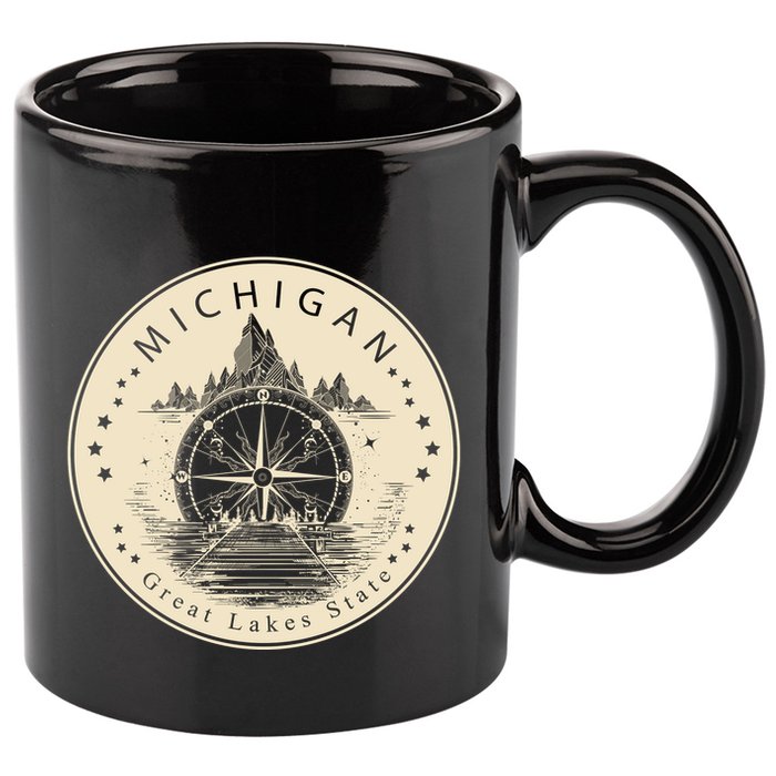 Michigan Compass Great Lake State MI Pride USA 11oz C Handle Ceramic Mug