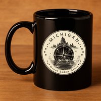 Michigan Compass Great Lake State MI Pride USA 11oz C Handle Ceramic Mug
