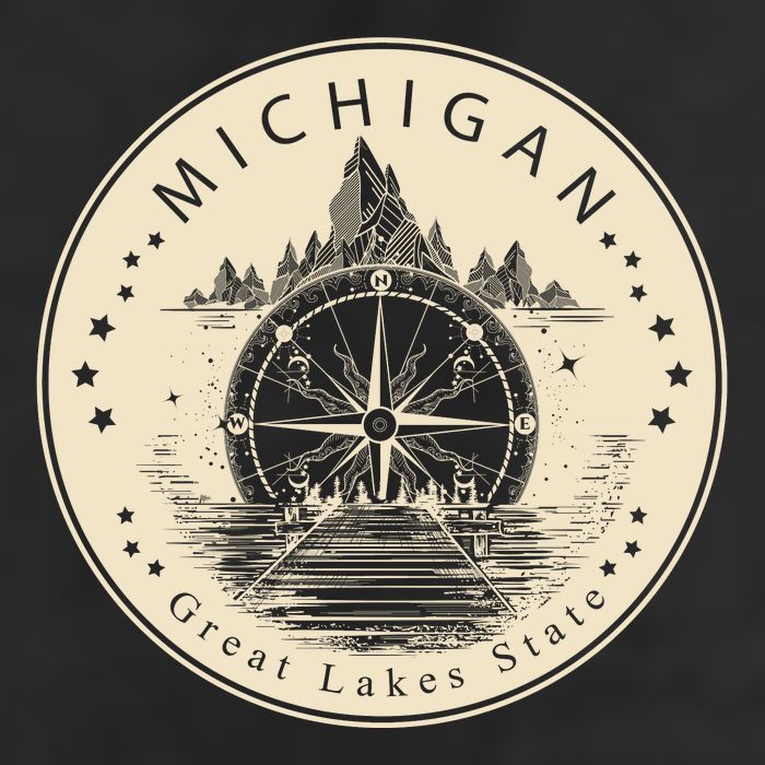 Michigan Compass Great Lake State MI Pride USA 11oz C Handle Ceramic Mug
