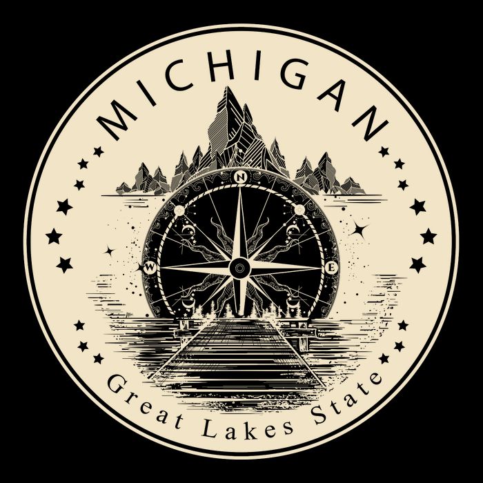 Michigan Compass Great Lake State MI Pride USA Flatbill Hat