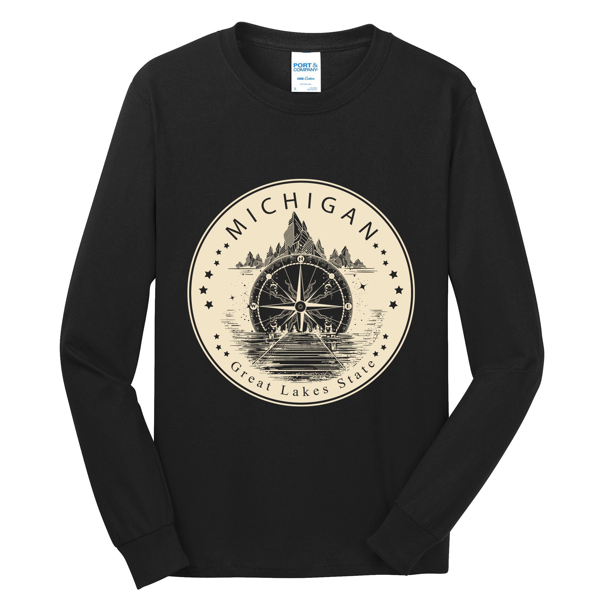 Michigan Compass Great Lake State MI Pride USA Tall Long Sleeve T-Shirt