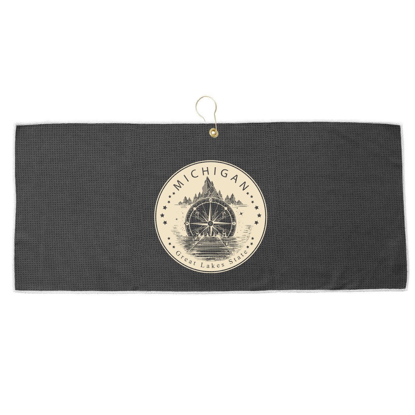 Michigan Compass Great Lake State MI Pride USA Large Microfiber Waffle Golf Towel