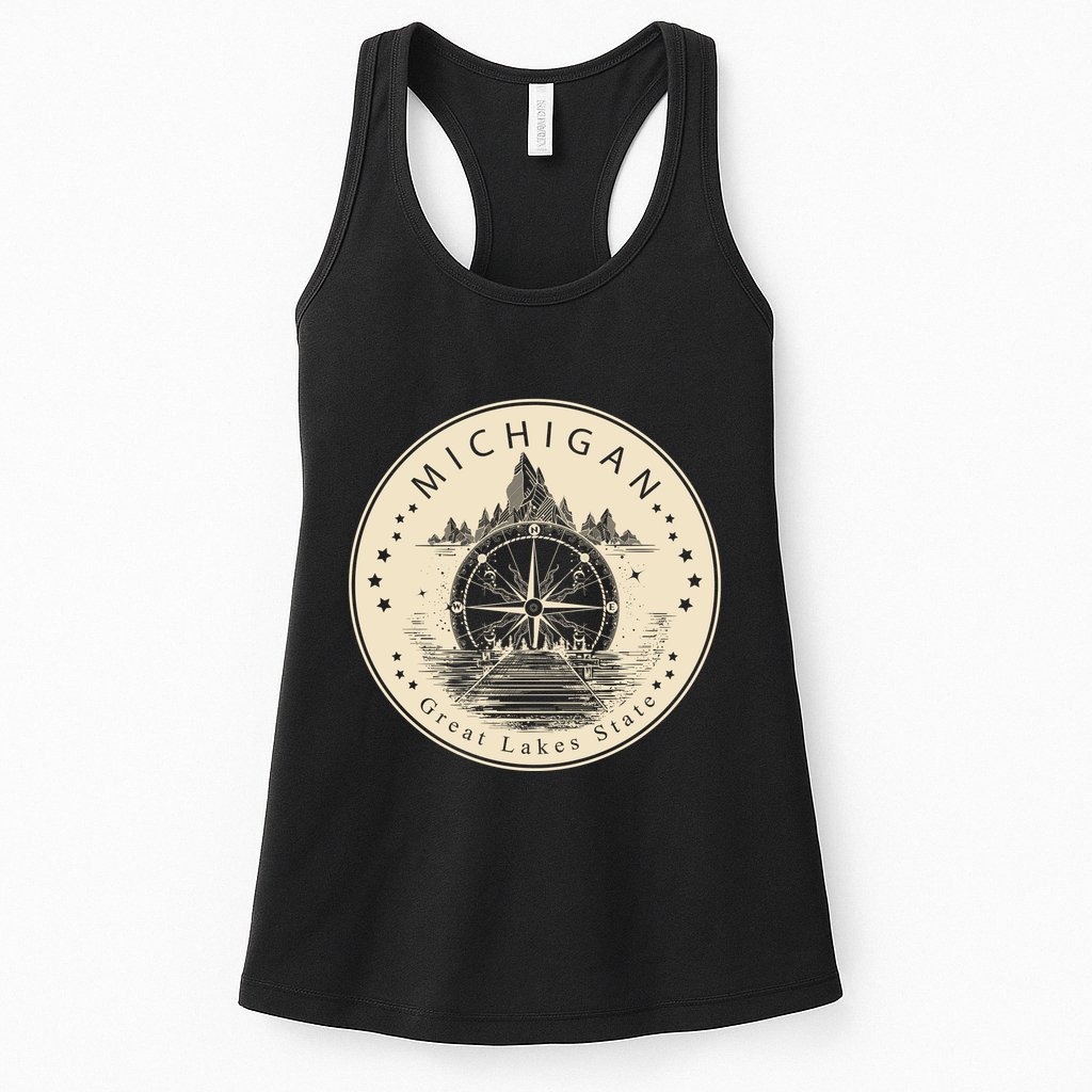 Michigan Compass Great Lake State MI Pride USA Womens Tank Top
