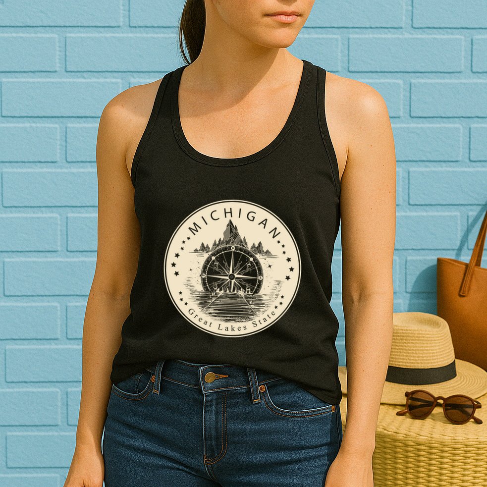 Michigan Compass Great Lake State MI Pride USA Womens Tank Top