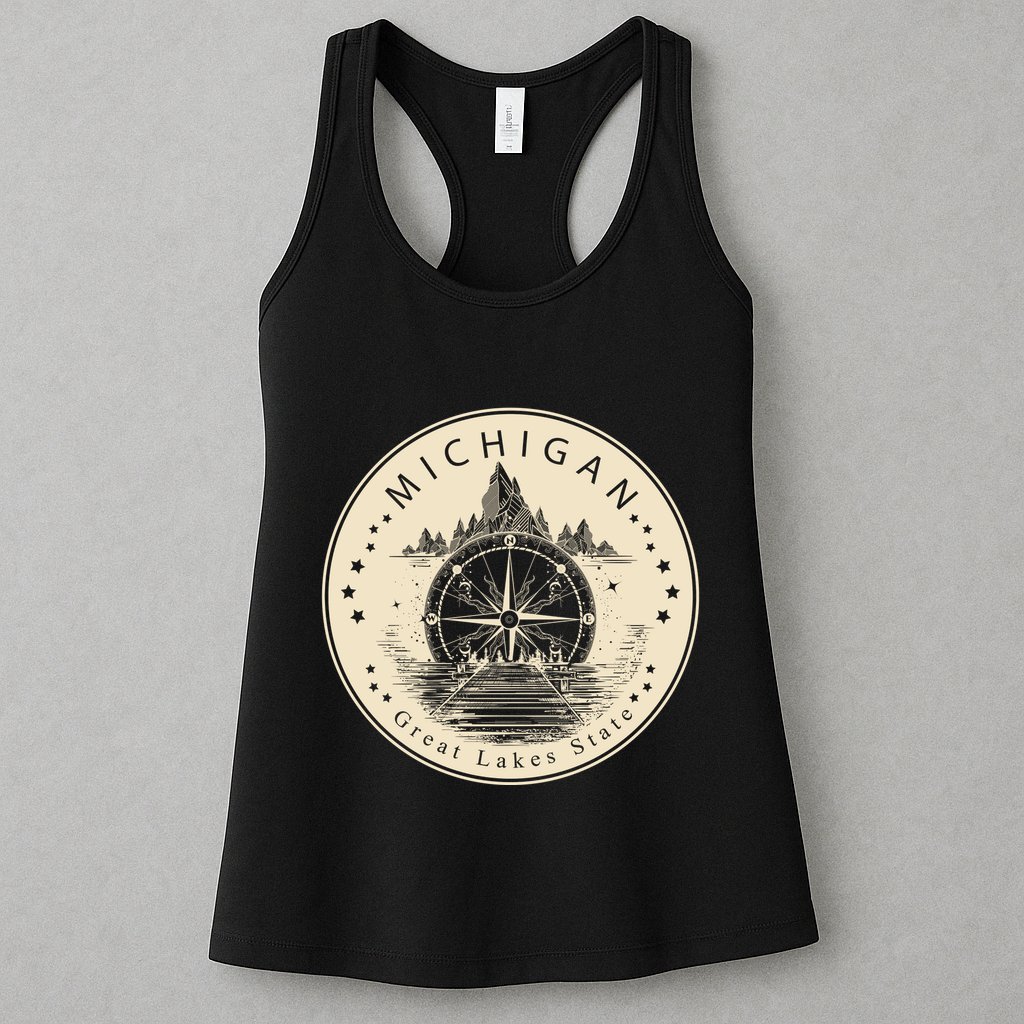 Michigan Compass Great Lake State MI Pride USA Womens Tank Top