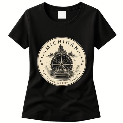 Michigan Compass Great Lake State MI Pride USA Womens T-Shirt