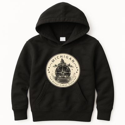 Michigan Compass Great Lake State MI Pride USA Kids Hoodie