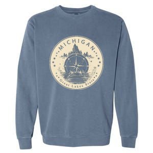 Michigan Compass Great Lake State MI Pride USA Garment-Dyed Sweatshirt