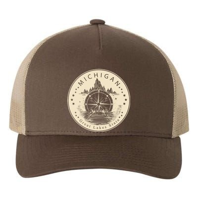 Michigan Compass Great Lake State MI Pride USA Yupoong Adult 5-Panel Trucker Hat