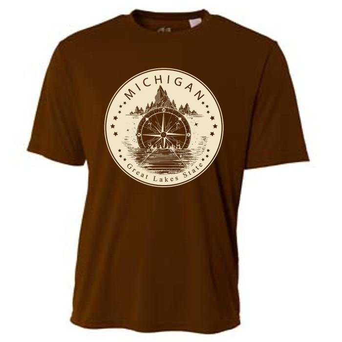 Michigan Compass Great Lake State MI Pride USA Cooling Performance Crew T-Shirt