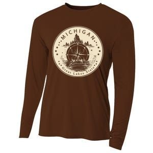 Michigan Compass Great Lake State MI Pride USA Cooling Performance Long Sleeve Crew