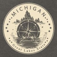 Michigan Compass Great Lake State MI Pride USA Cotton Canvas Backpack