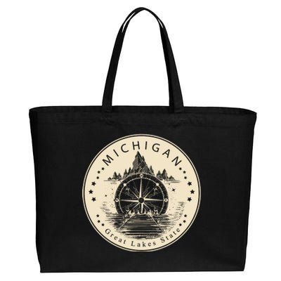 Michigan Compass Great Lake State MI Pride USA Cotton Canvas Jumbo Tote