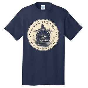 Michigan Compass Great Lake State MI Pride USA Tall T-Shirt