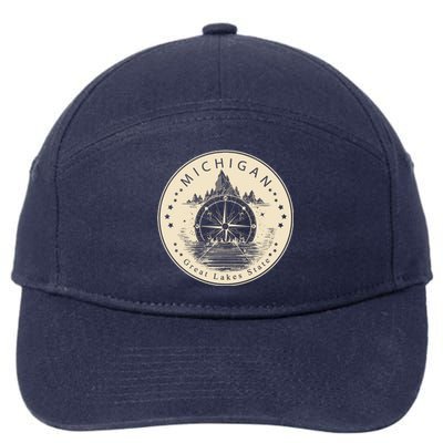 Michigan Compass Great Lake State MI Pride USA 7-Panel Snapback Hat