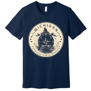 Michigan Compass Great Lake State MI Pride USA Premium T-Shirt