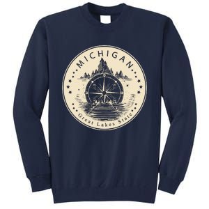 Michigan Compass Great Lake State MI Pride USA Tall Sweatshirt