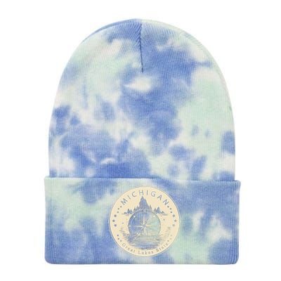 Michigan Compass Great Lake State MI Pride USA Tie Dye 12in Knit Beanie