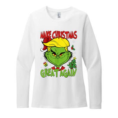 Make Christmas Great Again Funny Santa Trump 2024 Womens CVC Long Sleeve Shirt