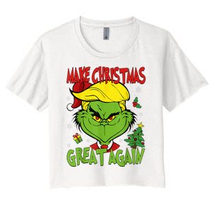 Make Christmas Great Again Funny Santa Trump 2024 Women's Crop Top Tee