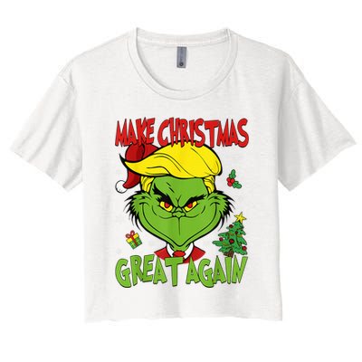 Make Christmas Great Again Funny Santa Trump 2024 Women's Crop Top Tee