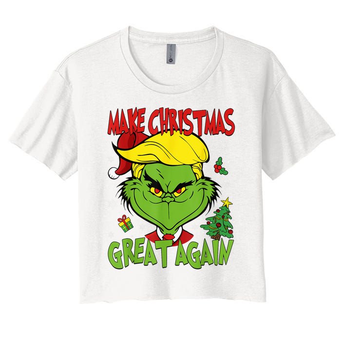 Make Christmas Great Again Funny Santa Trump 2024 Women's Crop Top Tee