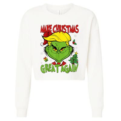 Make Christmas Great Again Funny Santa Trump 2024 Cropped Pullover Crew