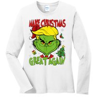 Make Christmas Great Again Funny Santa Trump 2024 Ladies Long Sleeve Shirt