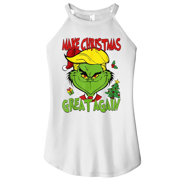 Make Christmas Great Again Funny Santa Trump 2024 Women's Perfect Tri Rocker Tank