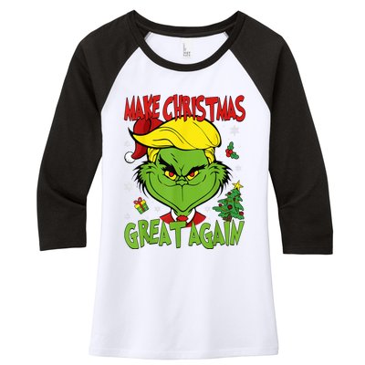 Make Christmas Great Again Funny Santa Trump 2024 Women's Tri-Blend 3/4-Sleeve Raglan Shirt